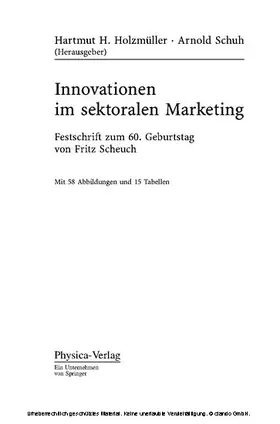 Holzmüller / Schuh |  Innovationen im sektoralen Marketing | eBook | Sack Fachmedien