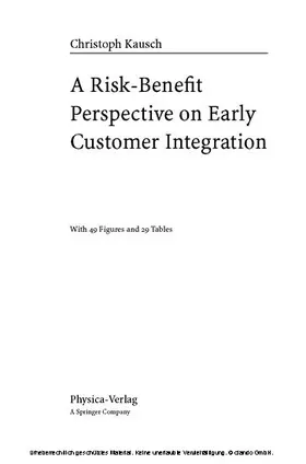 Kausch | A Risk-Benefit Perspective on Early Customer Integration | E-Book | sack.de