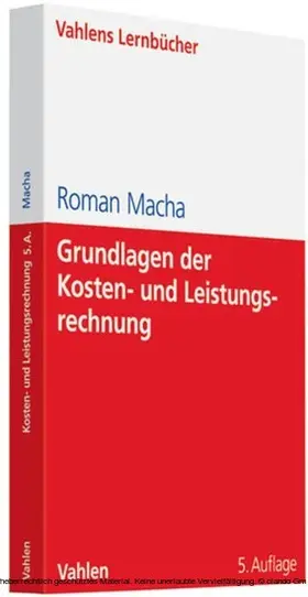 Macha |  Grundlagen der Kosten- und Leistungsrechnung | eBook | Sack Fachmedien