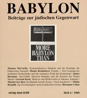 Diner / Brumlik / Koch |  Babylon / Babylon 6 | Buch |  Sack Fachmedien
