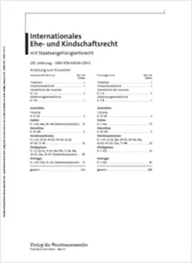 Henrich / Dutta / Ebert |  Internationales Ehe- und Kindschaftsrecht mit Staatsangehörigkeitsrecht | Loseblattwerk |  Sack Fachmedien