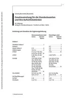 Schmitz / Bornhofen / Bockstette |  Gesetzsammlung für die Standesbeamten und ihre Aufsichtsbehörden | Loseblattwerk |  Sack Fachmedien