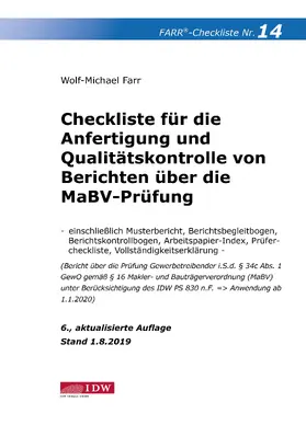 Farr |  Farr, Checkliste 14 (Berichte MaBV-Prüfung), 6.A. | Buch |  Sack Fachmedien