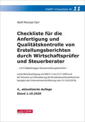 Farr |  Farr, Checkliste 11 (Erstellungsberichte) 4. Aufl. | Buch |  Sack Fachmedien