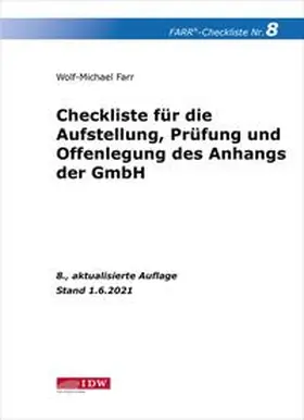 Farr |  Farr, Checkliste 8 (Anhang der GmbH), 8. A. | Buch |  Sack Fachmedien