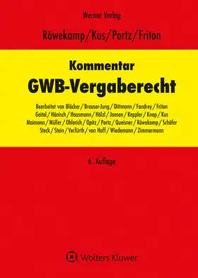 Röwekamp / Kus / Portz |  Kommentar zum GWB-Vergaberecht | Buch |  Sack Fachmedien