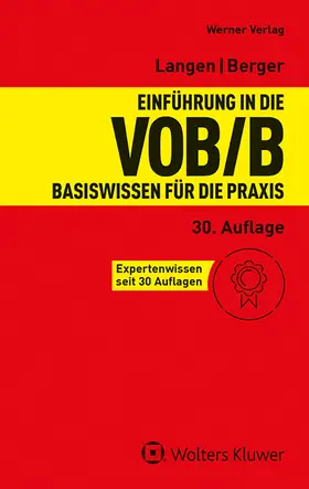 Kapellmann / Berger / Langen | Einführung in die VOB/B | Buch | 978-3-8041-5641-8 | sack.de
