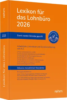 Schönfeld / Plenker / Schaffhausen |  Lexikon für das Lohnbüro 2026 | Buch |  Sack Fachmedien