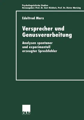 Marx |  Versprecher und Genusverarbeitung | Buch |  Sack Fachmedien