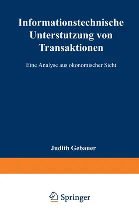  Informationstechnische Unterstützung von Transaktionen | Buch |  Sack Fachmedien