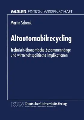  Altautomobilrecycling | Buch |  Sack Fachmedien