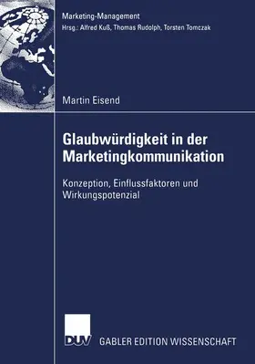 Eisend |  Glaubwürdigkeit in der Marketingkommunikation | Buch |  Sack Fachmedien