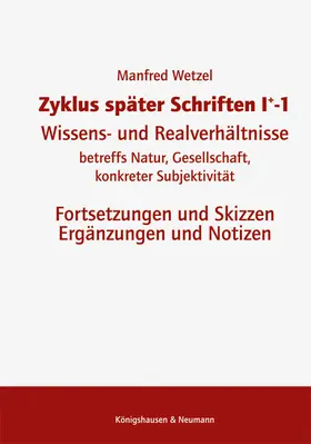 Wetzel |  Zyklus später Schriften I+-1 | Buch |  Sack Fachmedien