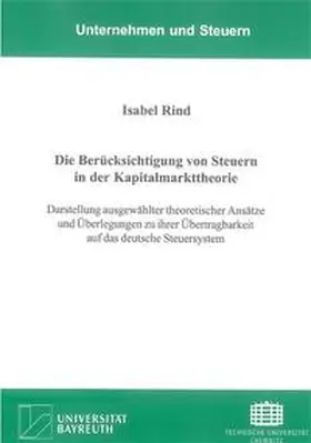 Rind |  Die Berücksichtigung von Steuern in der Kapitalmarkttheorie | Buch |  Sack Fachmedien