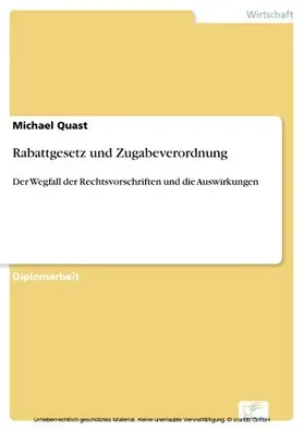 Quast |  Rabattgesetz und Zugabeverordnung | eBook | Sack Fachmedien