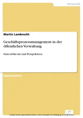 Lambrecht |  Geschäftsprozessmanagement in der öffentlichen Verwaltung | eBook | Sack Fachmedien