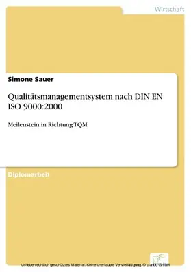 Sauer |  Qualitätsmanagementsystem nach DIN EN ISO 9000:2000 | eBook | Sack Fachmedien