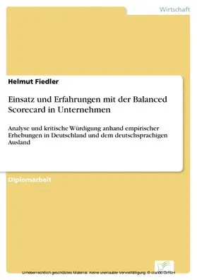 Fiedler |  Einsatz und Erfahrungen mit der Balanced Scorecard in Unternehmen | eBook | Sack Fachmedien