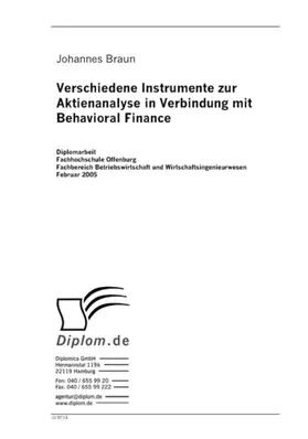 Braun |  Verschiedene Instrumente zur Aktienanalyse in Verbindung mit Behavioral Finance | eBook | Sack Fachmedien