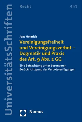 Heinrich |  Vereinigungsfreiheit und Vereinigungsverbot - Dogmatik und Praxis des Art. 9 Abs. 2 GG | Buch |  Sack Fachmedien