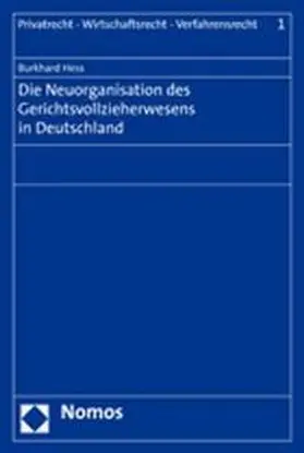 Hess |  Die Neuorganisation des Gerichtsvollzieherwesens in Deutschland | Buch |  Sack Fachmedien