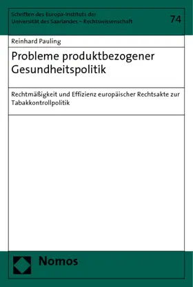 Pauling |  Probleme produktbezogener Gesundheitspolitik | Buch |  Sack Fachmedien