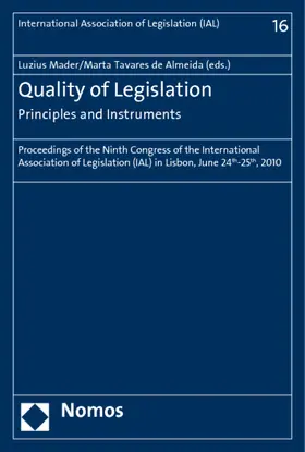 Mader / Tavares de Almeida |  Quality of legislation - Principles and Instruments | Buch |  Sack Fachmedien