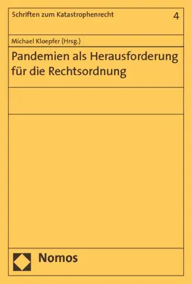 Kloepfer |  Pandemien als Herausforderung für die Rechtsordnung | Buch |  Sack Fachmedien