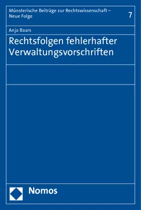 Baars / Dörner / Ehlers |  Rechtsfolgen fehlerhafter Verwaltungsvorschriften | Buch |  Sack Fachmedien