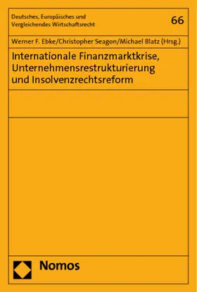 Ebke / Seagon / Blatz |  Internationale Finanzmarktkrise, Unternehmensrestrukturierung und Insolvenzrechtsreform | Buch |  Sack Fachmedien
