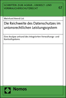 List |  Die Reichweite des Datenschutzes im unionsrechtlichen Leistungssystem | Buch |  Sack Fachmedien