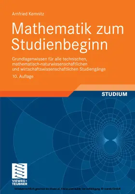 Kemnitz |  Mathematik zum Studienbeginn | eBook | Sack Fachmedien