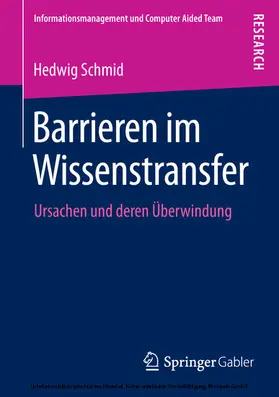 Schmid |  Barrieren im Wissenstransfer | eBook | Sack Fachmedien