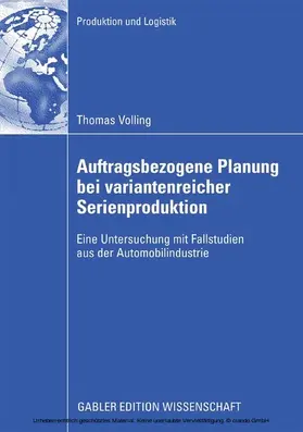 Volling |  Auftragsbezogene Planung bei variantenreicher Serienproduktion | eBook | Sack Fachmedien