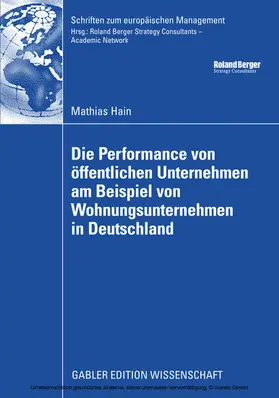 Hain |  Die Performance von öffentlichen Unternehmen am Beispiel von Wohnungsunternehmen in Deutschland | eBook | Sack Fachmedien