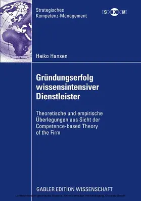 Hansen |  Gründungserfolg wissensintensiver Dienstleister | eBook | Sack Fachmedien