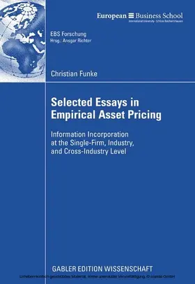 Funke |  Selected Essays in Empirical Asset Pricing | eBook | Sack Fachmedien