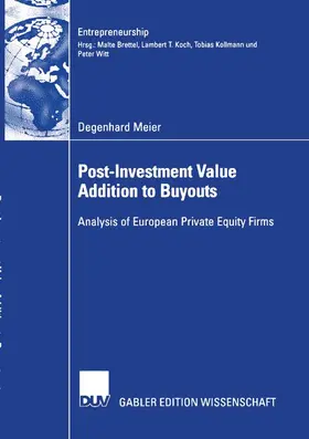 Meier |  Post-Investment Value Addition to Buyouts | Buch |  Sack Fachmedien