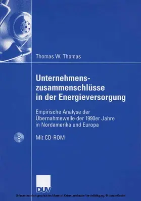 Thomas |  Unternehmenszusammenschlüsse in der Energieversorgung | eBook | Sack Fachmedien