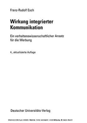 Esch |  Wirkung integrierter Kommunikation | eBook | Sack Fachmedien