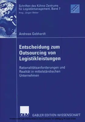 Gebhardt |  Entscheidung zum Outsourcing von Logistikleistungen | eBook | Sack Fachmedien