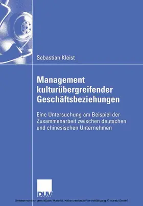 Kleist |  Management kulturübergreifender Geschäftsbeziehungen | eBook | Sack Fachmedien