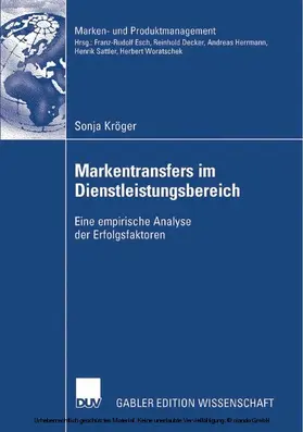 Kröger |  Markentransfers im Dienstleistungsbereich | eBook | Sack Fachmedien