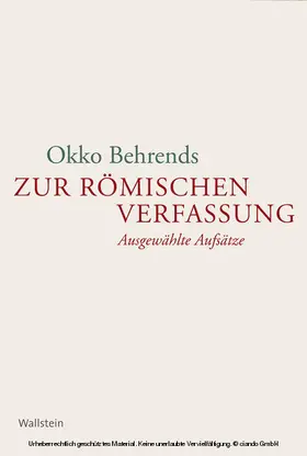 Avenarius / Behrends / Möller |  Zur römischen Verfassung | eBook | Sack Fachmedien