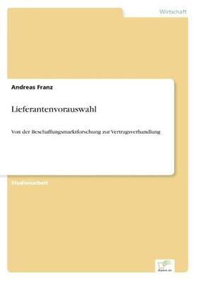 Franz | Lieferantenvorauswahl | Buch | 978-3-8386-7118-5 | sack.de