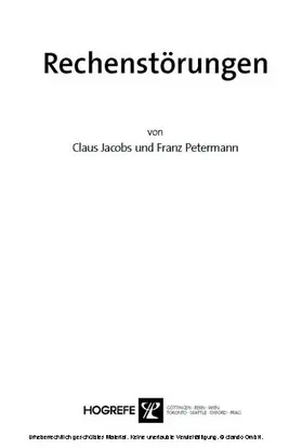 Petermann / Jacobs |  Rechenstörungen | eBook | Sack Fachmedien