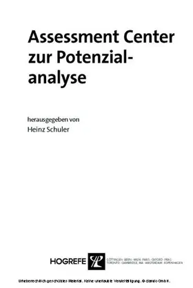 Schuler |  Assessment Center zur Potenzialanalyse | eBook | Sack Fachmedien