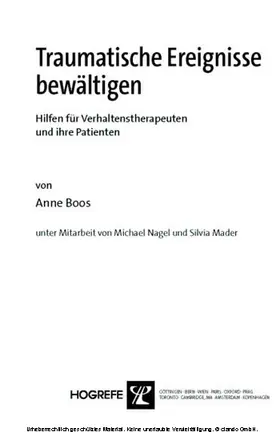 Boos |  Traumatische Ereignisse bewältigen | eBook | Sack Fachmedien
