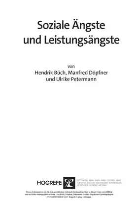 Büch / Döpfner / Petermann |  Soziale Ängste und Leistungsängste | eBook | Sack Fachmedien