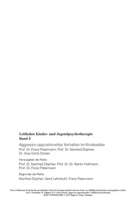 Petermann / Döpfner / Görtz-Dorten |  Aggressiv-oppositionelles Verhalten im Kindesalter | eBook | Sack Fachmedien